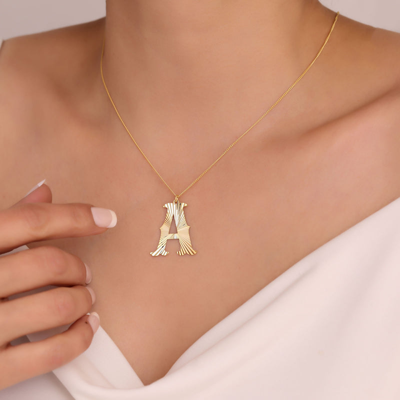 14k Gold Letter Name Necklace, Gold Custom Name Necklace, Personalized Jewelry