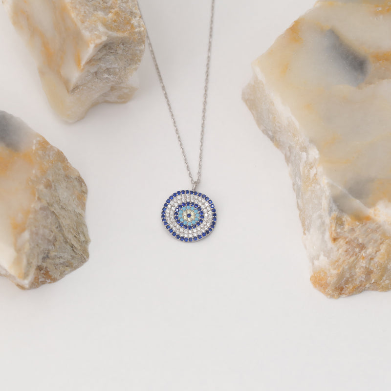 Sterling Silver Evil Eye Necklace, Gold Evil Eye Jewelry, Minimalist Necklace, Evil Eye Charm