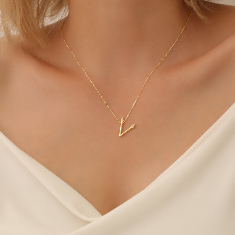 Dainty V Necklace, Gold Necklace, Silver Necklace, Minimalist Necklace, Layering Necklace, Initial Necklace