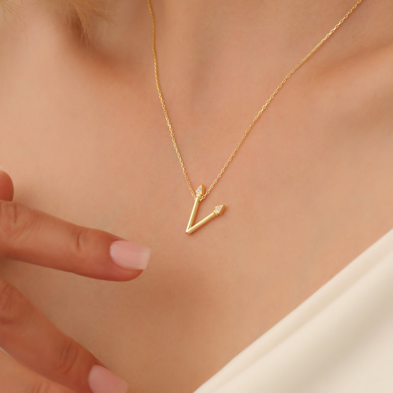 Dainty V Necklace, Gold Necklace, Silver Necklace, Minimalist Necklace, Layering Necklace, Initial Necklace