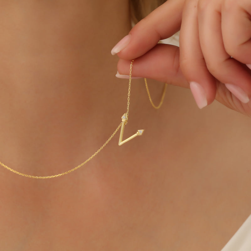 Dainty V Necklace, Gold Necklace, Silver Necklace, Minimalist Necklace, Layering Necklace, Initial Necklace