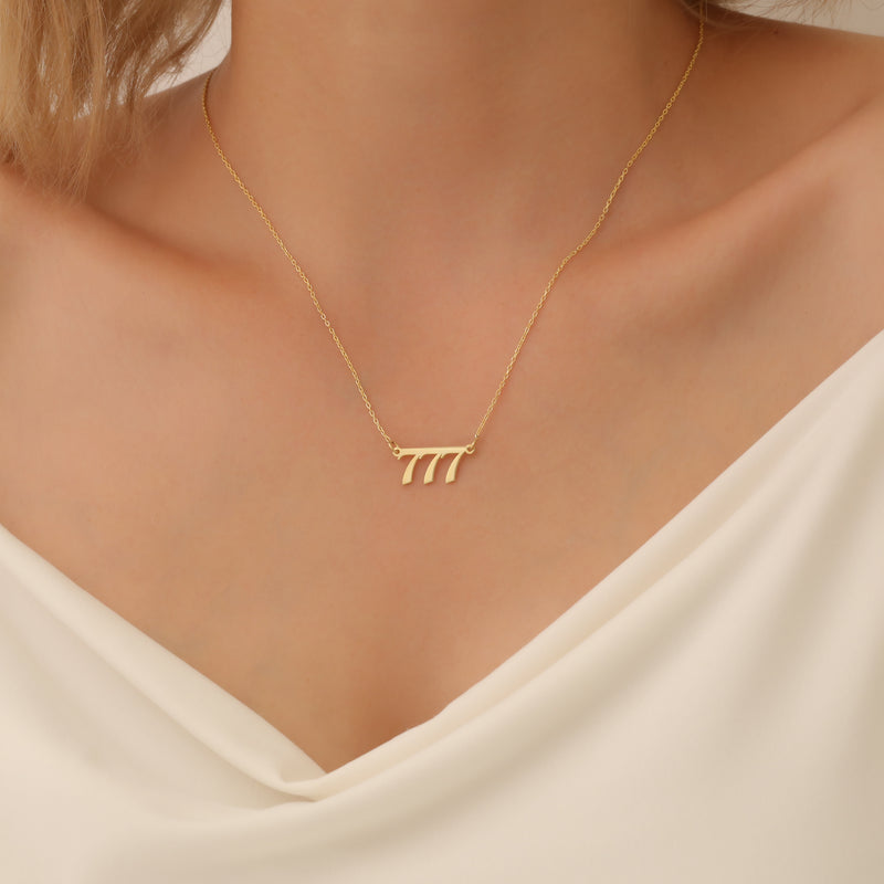 Gold Angel Number Necklace for Women, 111, 222, 333, 444, 555, 666, 777, 888, Personalized Gift