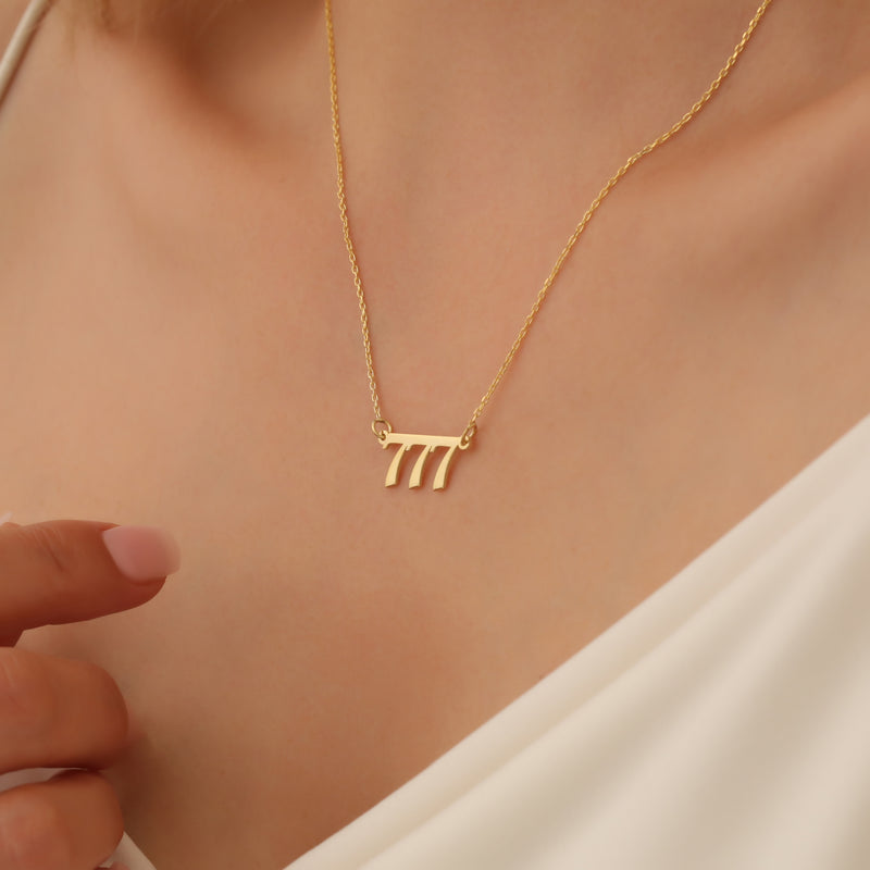 Gold Angel Number Necklace for Women, 111, 222, 333, 444, 555, 666, 777, 888, Personalized Gift