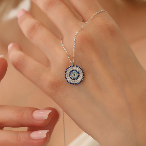 Sterling Silver Evil Eye Necklace, Gold Evil Eye Jewelry, Minimalist Necklace, Evil Eye Charm