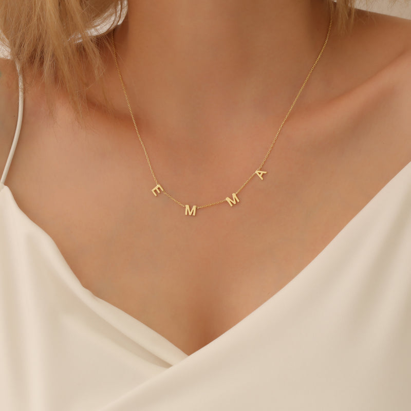 14k Gold Name Necklace, Personalized Necklace, Minimalist Necklace