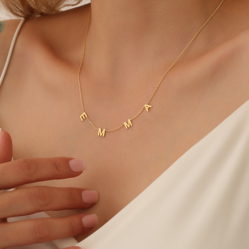 14k Gold Name Necklace, Personalized Necklace, Minimalist Necklace