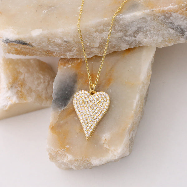 Heart Sterling Silver Necklace, Women Heart Pendant, Floating Heart Necklace