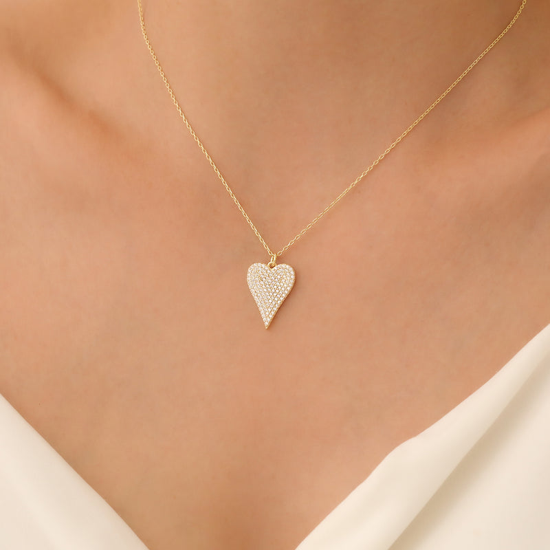 Heart Sterling Silver Necklace, Women Heart Pendant, Floating Heart Necklace